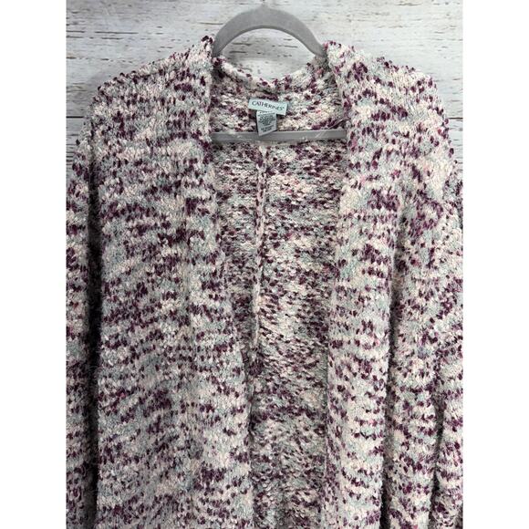 Catherines Women's Knit Purple Pink Open Front Fuzzy Cardigan Size 5X - Picture 3 of 13